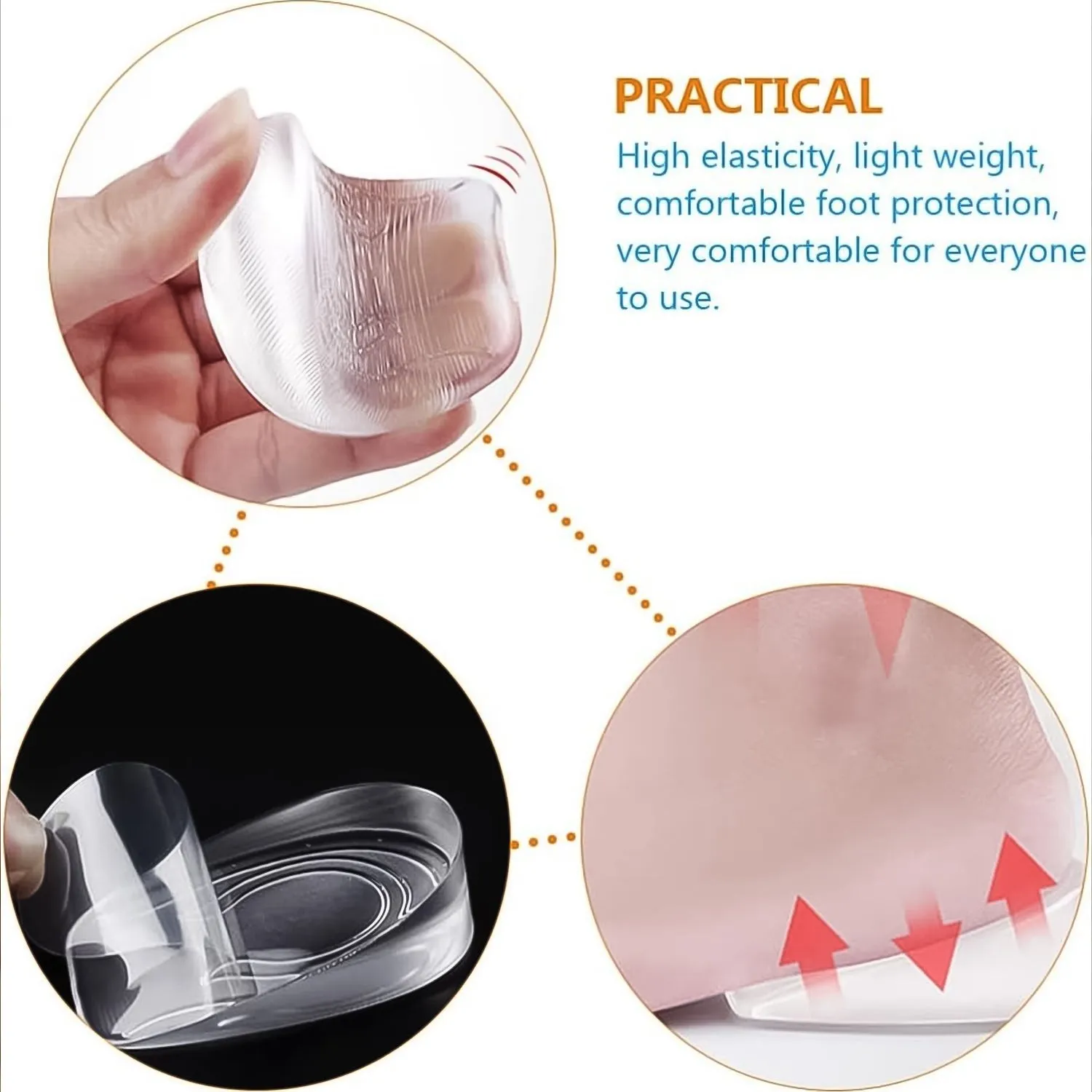 1 Pairs Silicone Heel Pads, Shoes Insole (9×7 Cm)