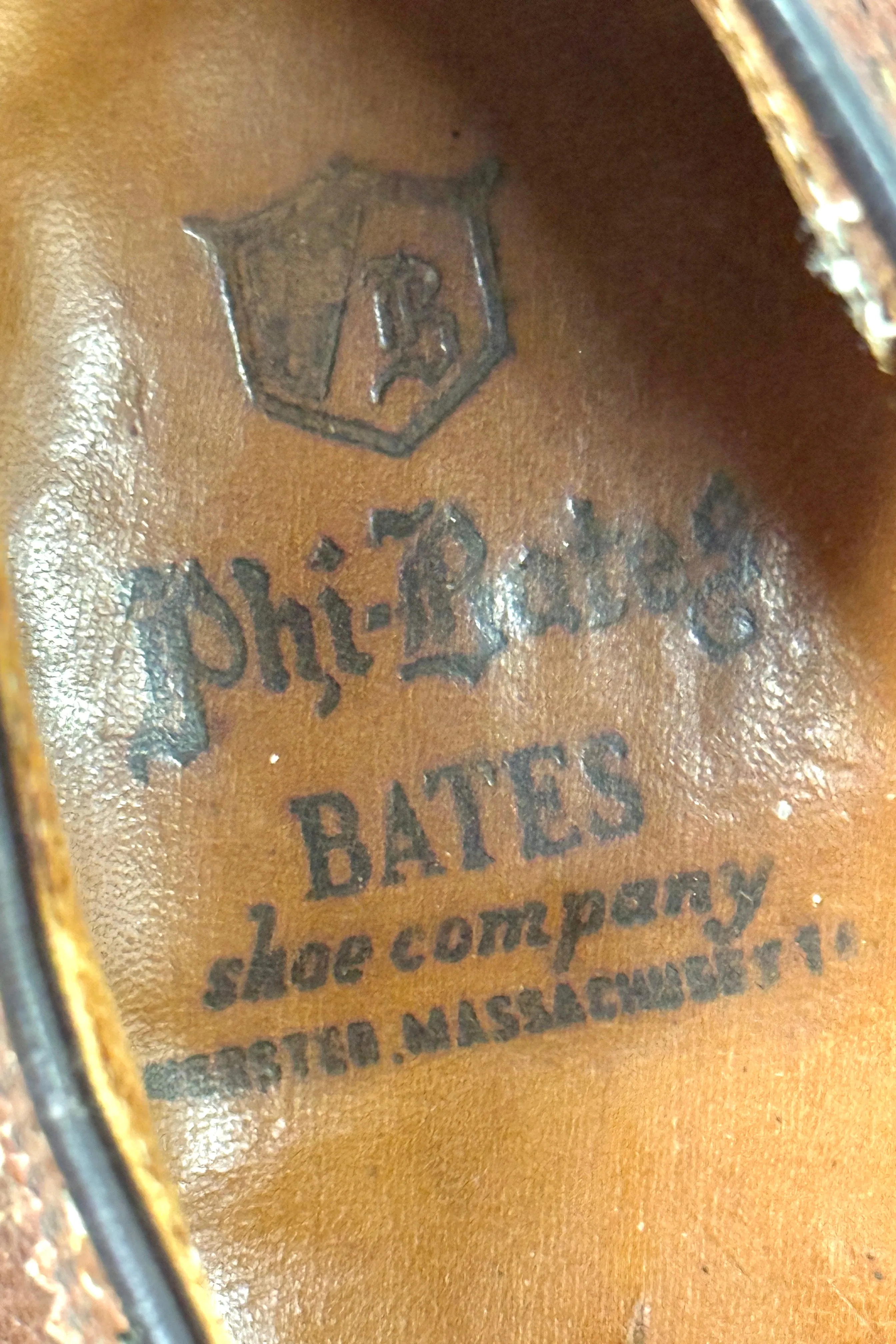 1950’S PHI-BATES MADE IN USA PEBBLE GRAIN LEATHER LONGWING SHOES 11.5