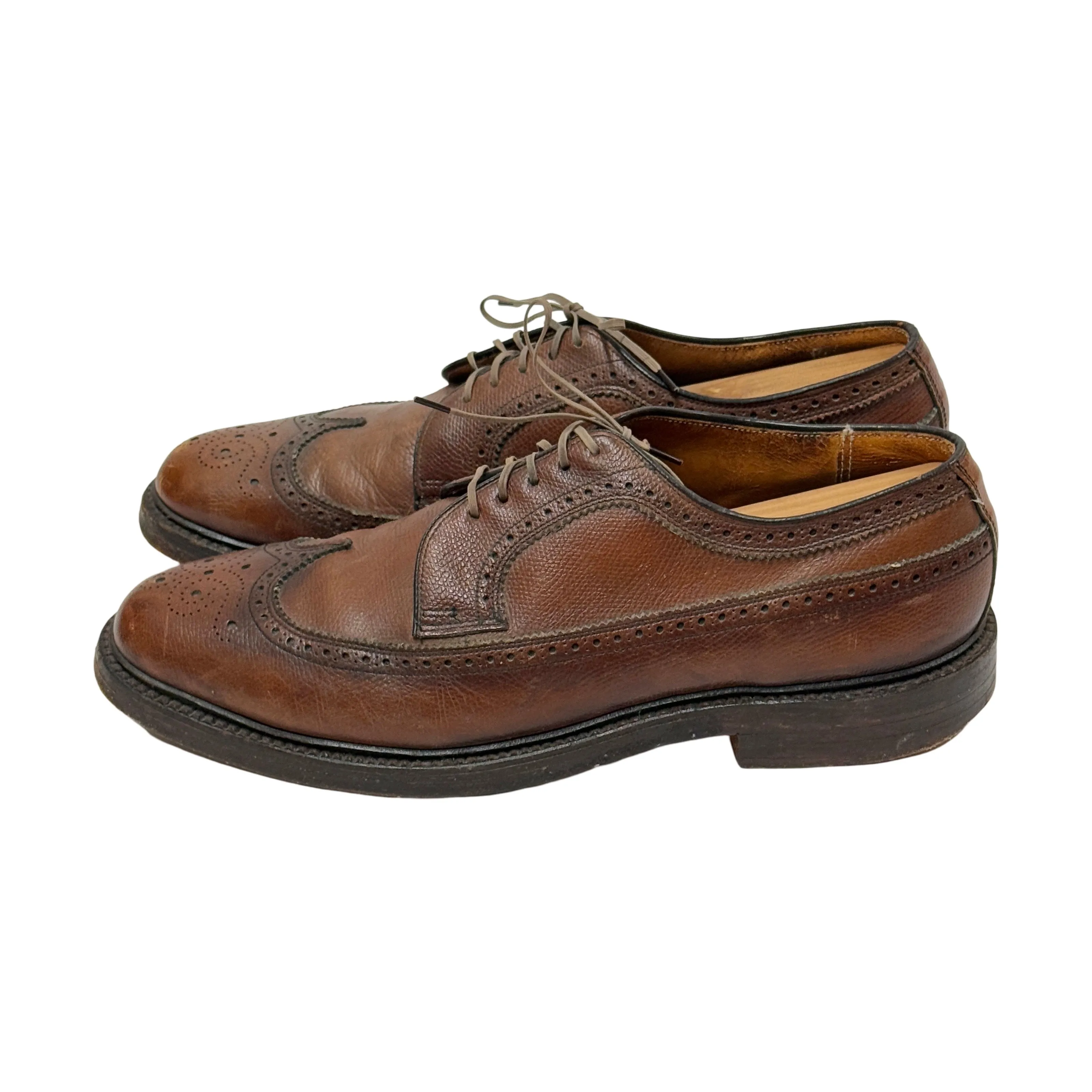 1950’S PHI-BATES MADE IN USA PEBBLE GRAIN LEATHER LONGWING SHOES 11.5