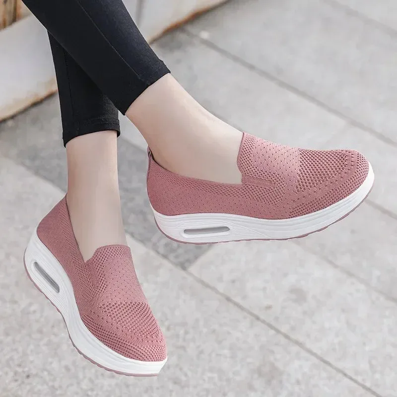 2024Womens Spring New Mesh Breathable Thick Soled Comfortable Loafers Womens Outdoor Casual Walking Women's Sports Shoes Zapatos