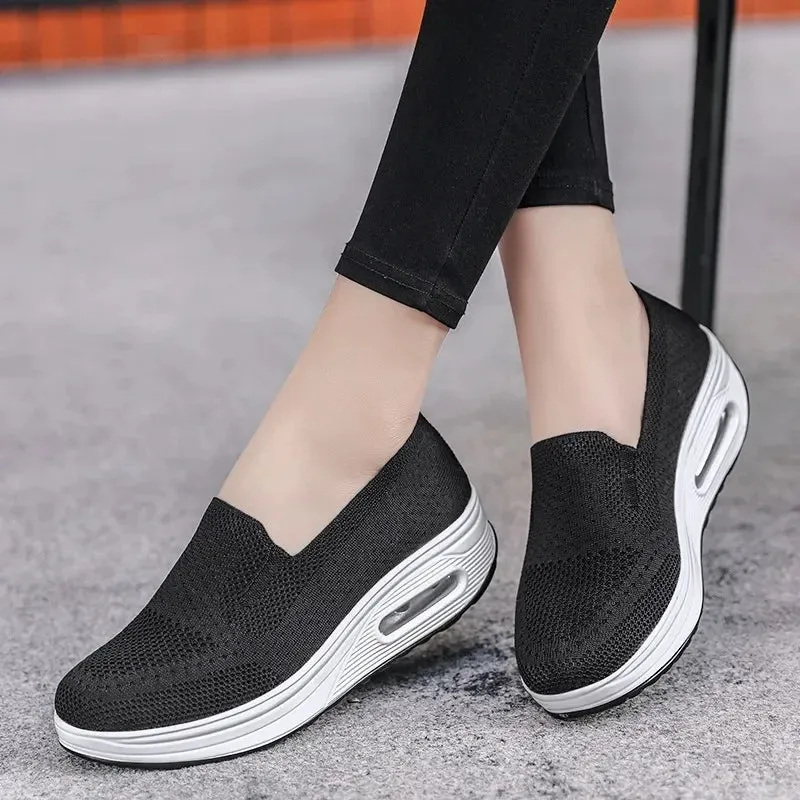2024Womens Spring New Mesh Breathable Thick Soled Comfortable Loafers Womens Outdoor Casual Walking Women's Sports Shoes Zapatos