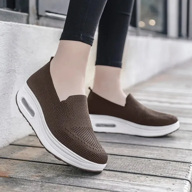 2024Womens Spring New Mesh Breathable Thick Soled Comfortable Loafers Womens Outdoor Casual Walking Women's Sports Shoes Zapatos
