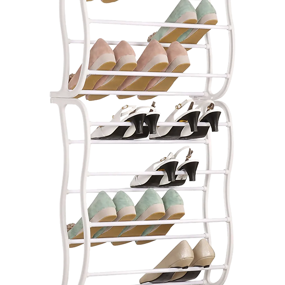 36 Pair Shoe Holder Organiser Over The Door Hanging Shelf Rack Storage Hook