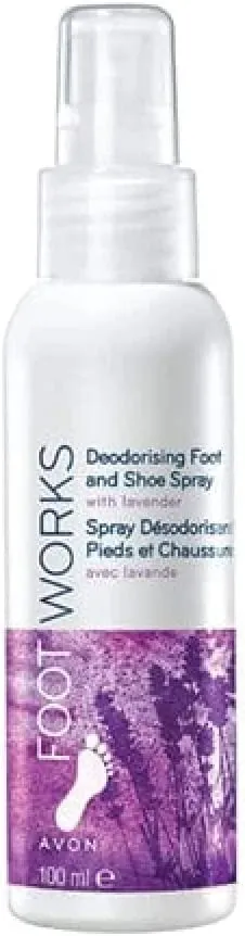 3x Avon Foot Works Deodorising Foot And Shoe Spray With Lavender- 100ml(300ml)