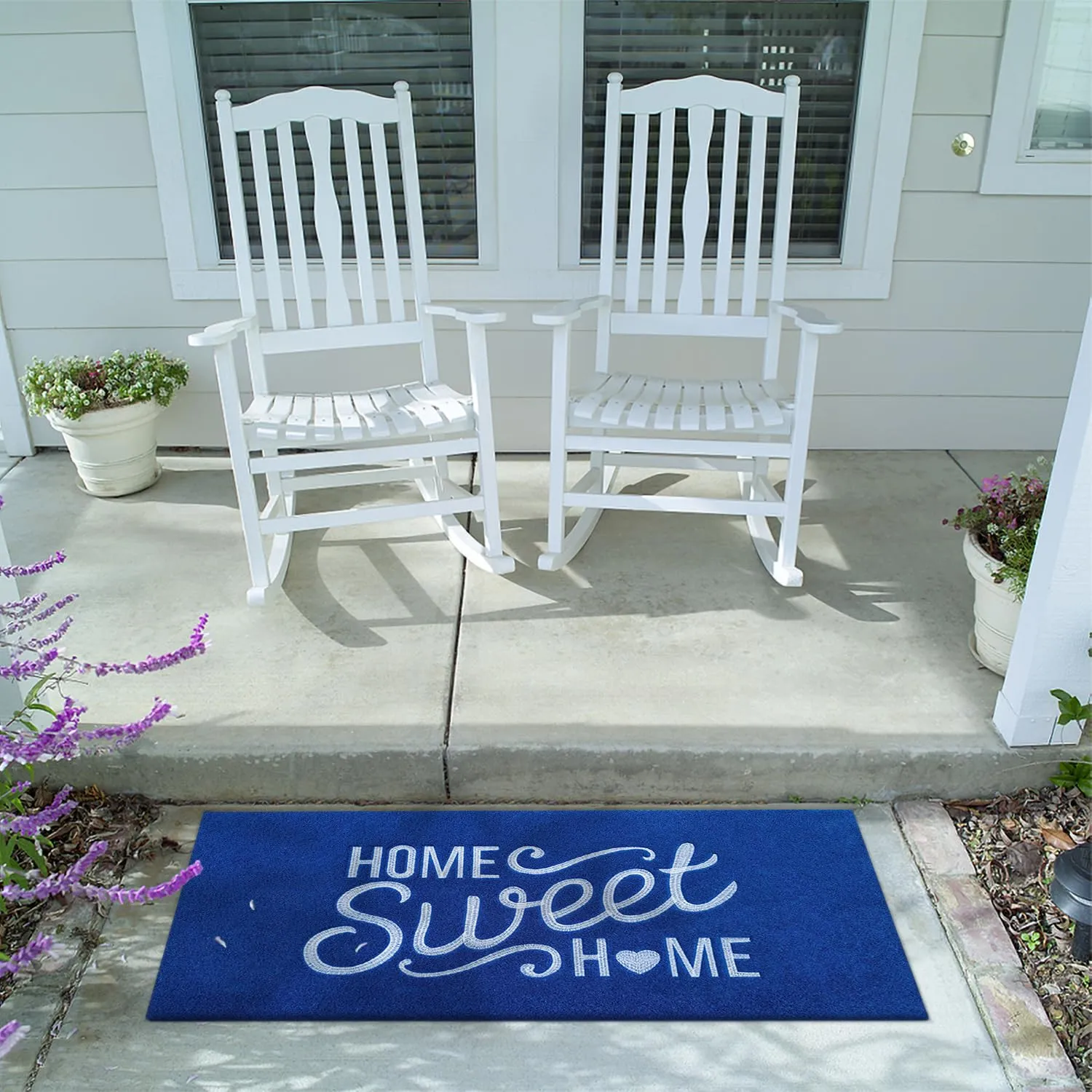 AAZZKANG Blue Door Mat Non Slip Large Doormat 48"x18" for Outdoor Indoor,Easy to Clean High Traffic Areas Welcome Mats for Entrance,Patio