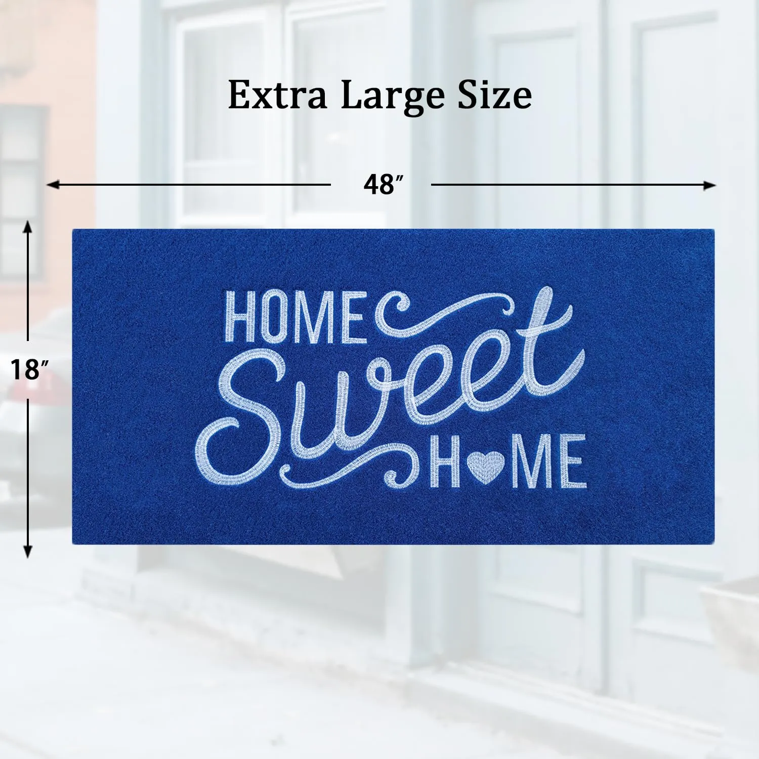 AAZZKANG Blue Door Mat Non Slip Large Doormat 48"x18" for Outdoor Indoor,Easy to Clean High Traffic Areas Welcome Mats for Entrance,Patio