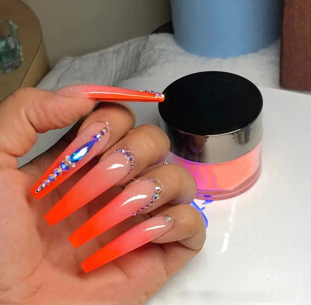 ACRYLIC NEON COLORED POWDER COLLECTION- 1Oz. Size 30G Acrylic Dip Powder Nails 12 Colors YELLOW NEON ACRYLIC POWDER