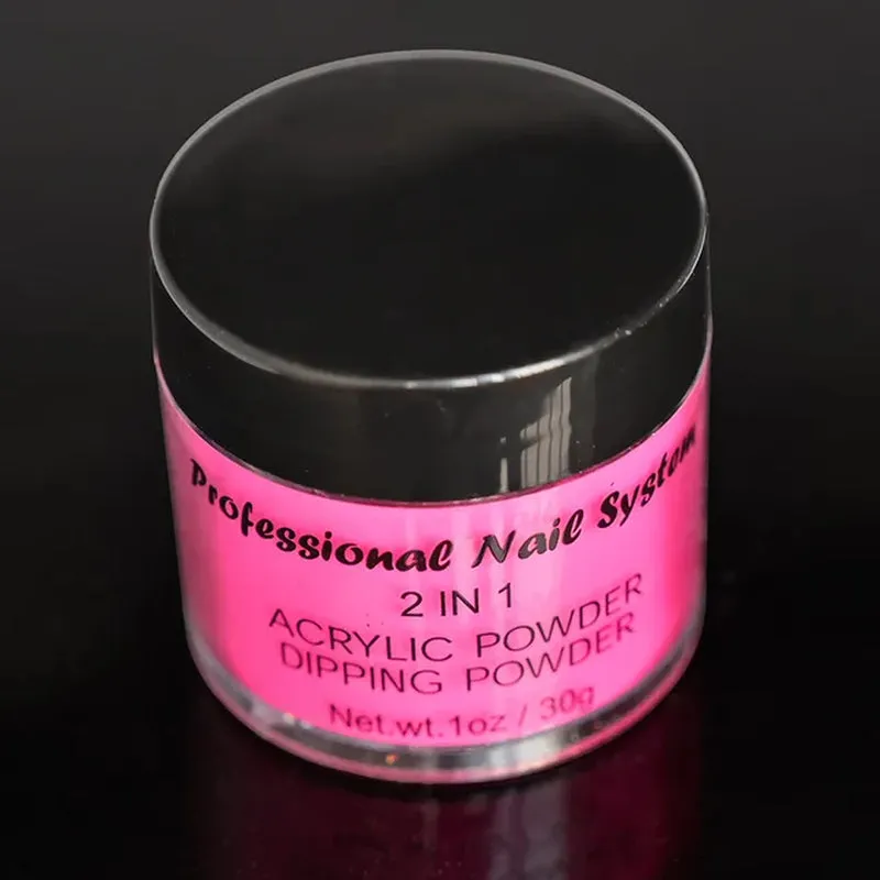 ACRYLIC NEON COLORED POWDER COLLECTION- 1Oz. Size 30G Acrylic Dip Powder Nails 12 Colors YELLOW NEON ACRYLIC POWDER