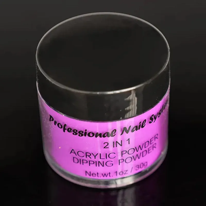 ACRYLIC NEON COLORED POWDER COLLECTION- 1Oz. Size 30G Acrylic Dip Powder Nails 12 Colors YELLOW NEON ACRYLIC POWDER