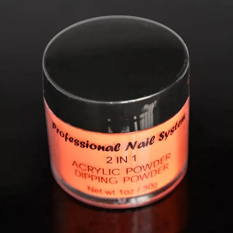ACRYLIC NEON COLORED POWDER COLLECTION- 1Oz. Size 30G Acrylic Dip Powder Nails 12 Colors YELLOW NEON ACRYLIC POWDER