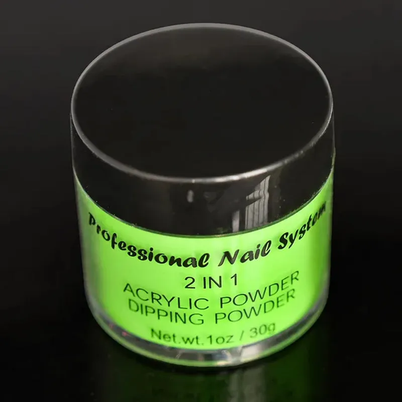 ACRYLIC NEON COLORED POWDER COLLECTION- 1Oz. Size 30G Acrylic Dip Powder Nails 12 Colors YELLOW NEON ACRYLIC POWDER