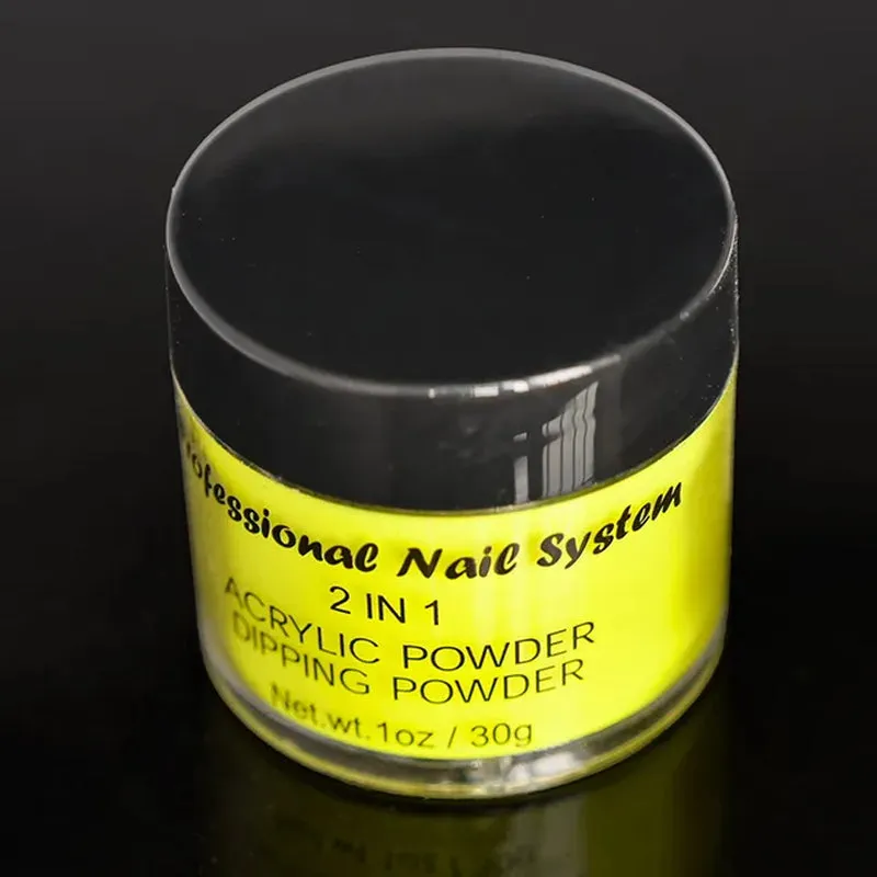 ACRYLIC NEON COLORED POWDER COLLECTION- 1Oz. Size 30G Acrylic Dip Powder Nails 12 Colors YELLOW NEON ACRYLIC POWDER