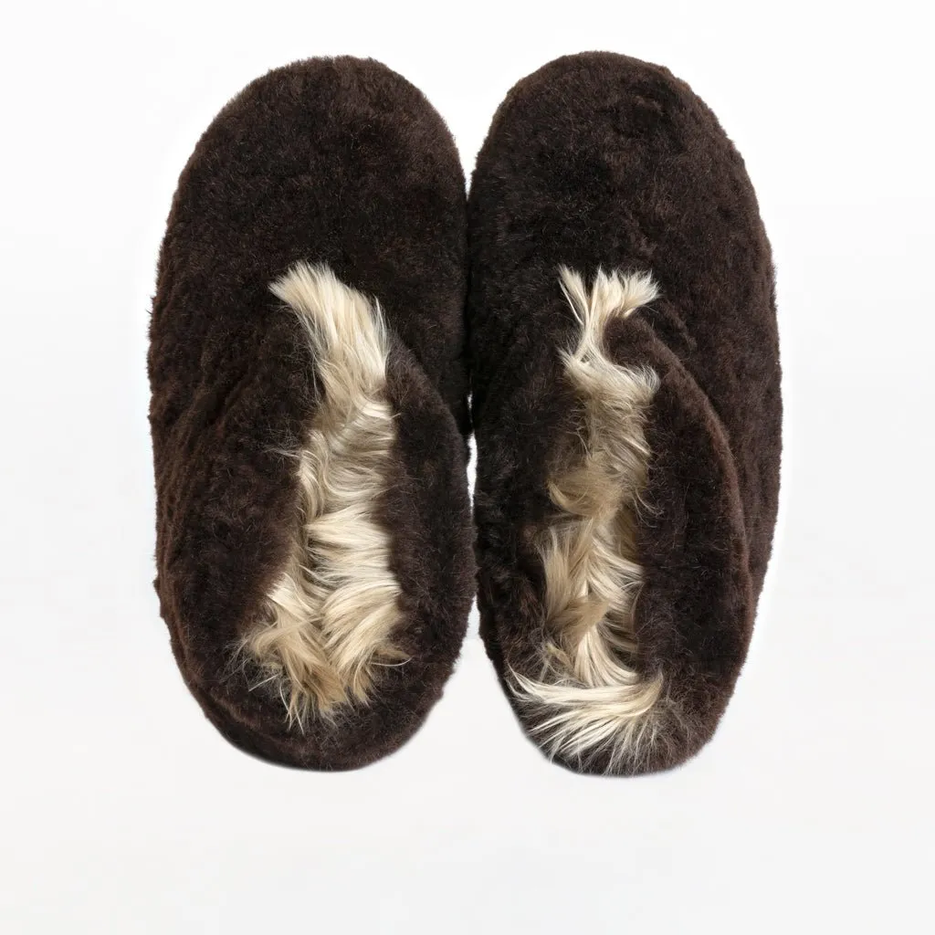 Alpaca Fur Booties in Dark Brown