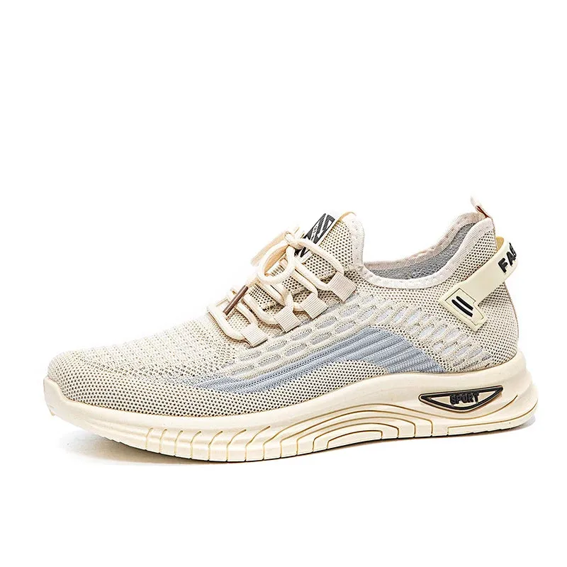 Amozae-2024 BKQU Newest Men Sports Shoes Flat Bottom Lightweight Slip On Soft Elastic Fly Mesh Breathable Male Sneakers Running