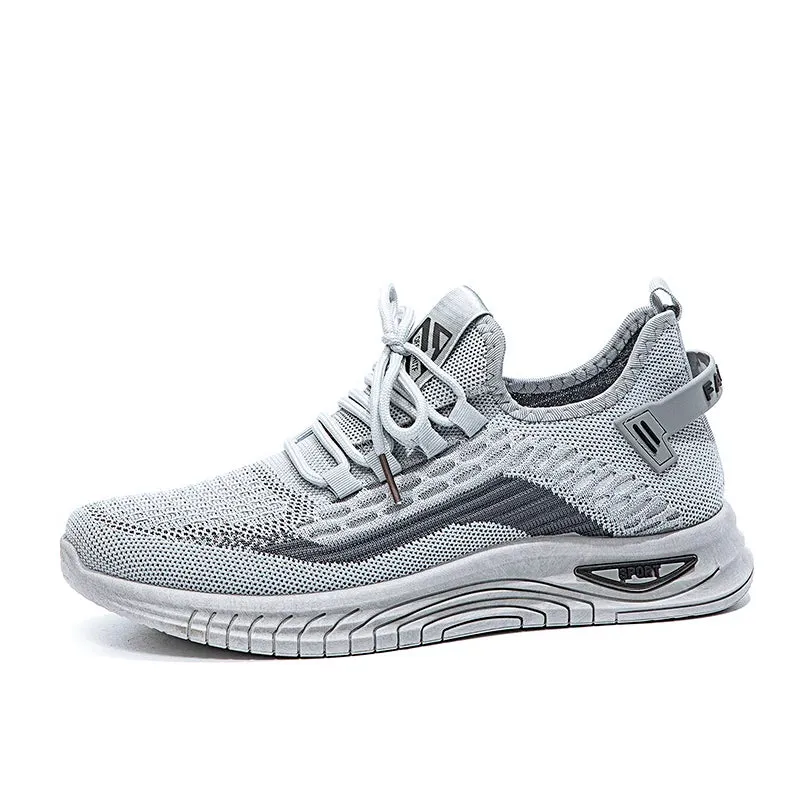 Amozae-2024 BKQU Newest Men Sports Shoes Flat Bottom Lightweight Slip On Soft Elastic Fly Mesh Breathable Male Sneakers Running