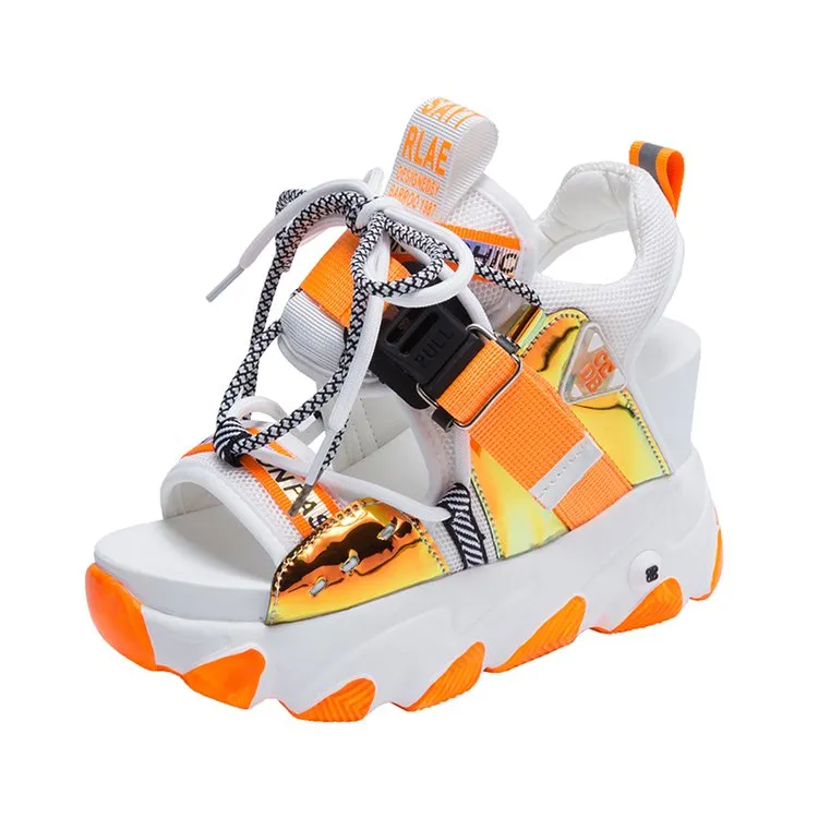 Amozae- Brand New Lady Platform Chunky Sandals Lace Up Buckle Punk  Cool Women's Sandals Open Toe Casual Summer Sports Shoes