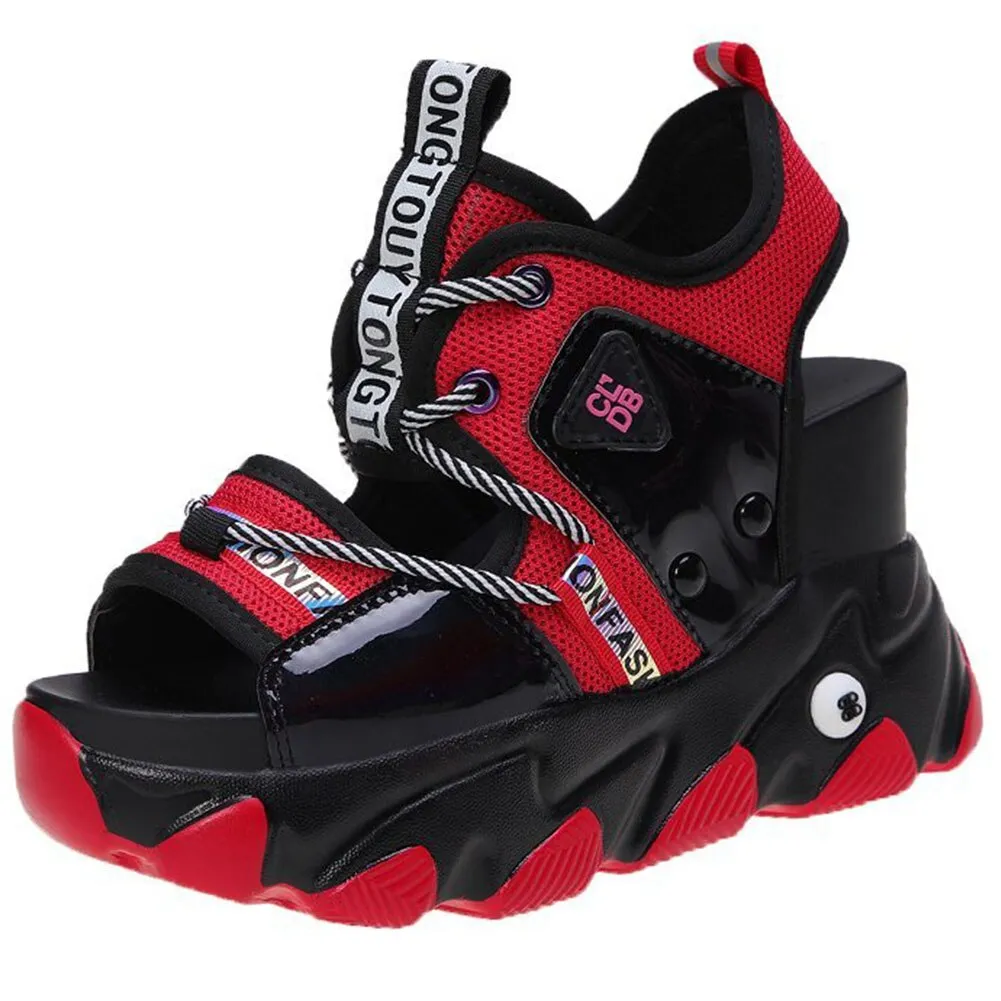 Amozae- Brand New Lady Platform Chunky Sandals Lace Up Buckle Punk  Cool Women's Sandals Open Toe Casual Summer Sports Shoes