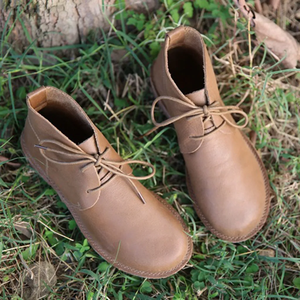 Autumn Retro Leather Women's Short Boots | Gift Shoes