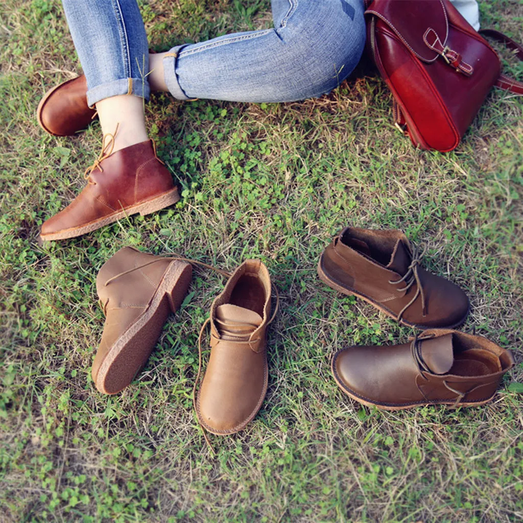 Autumn Retro Leather Women's Short Boots | Gift Shoes