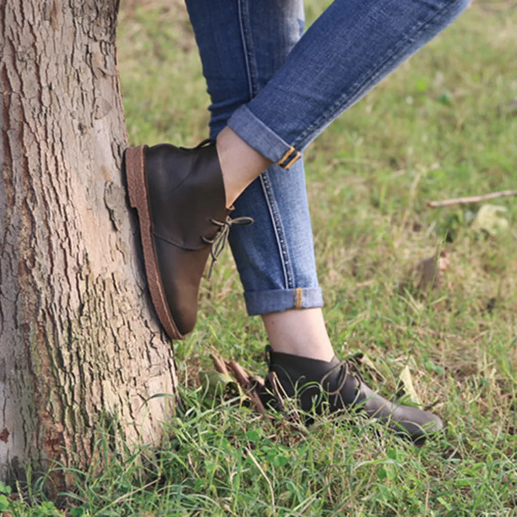 Autumn Retro Leather Women's Short Boots | Gift Shoes