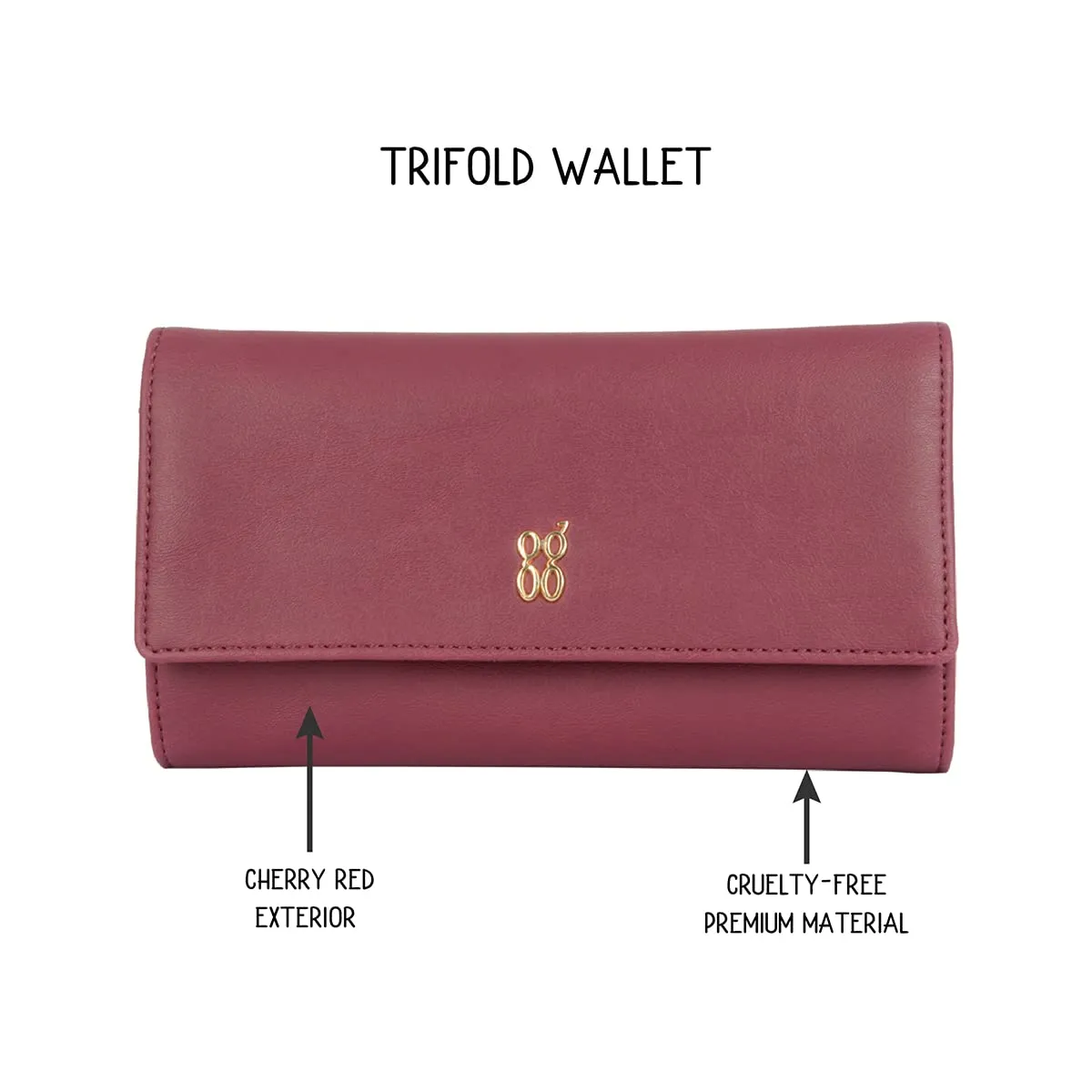 Baggit Women's 3 Fold Wallet - Large (Red)