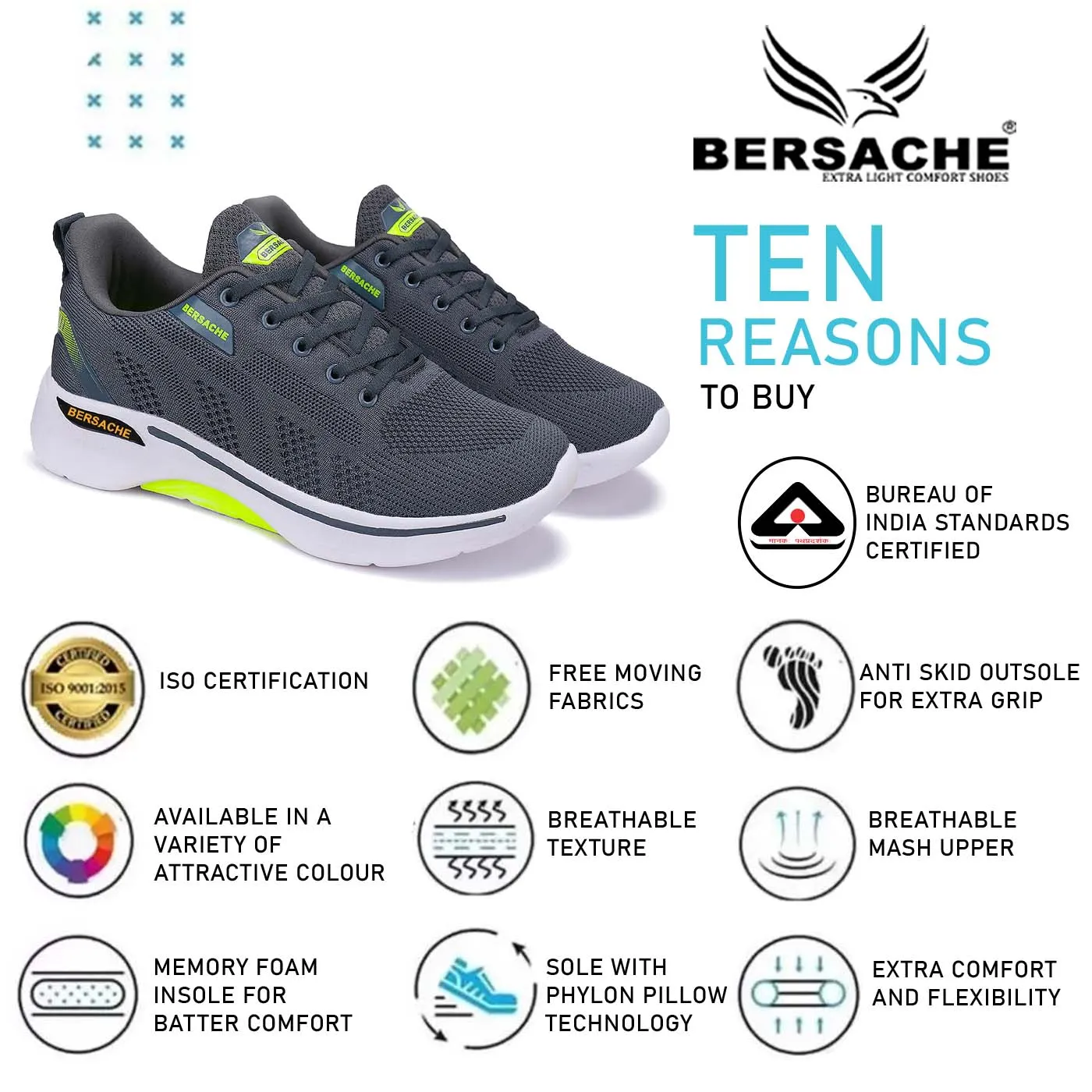Bersache Lightweight Sports Shoes For Men  -  7049