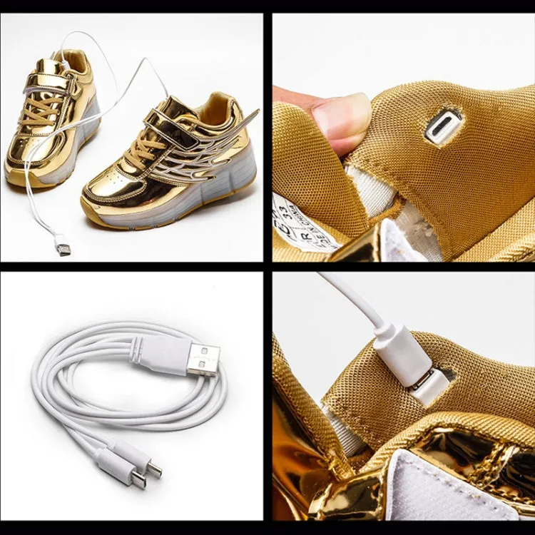 CD03 LED Double Wheel Wing Roller Skating Shoes, Size : 37(Silver)