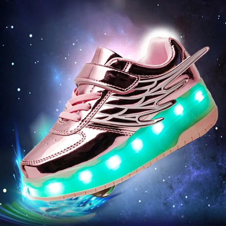 CD03 LED Double Wheel Wing Roller Skating Shoes, Size : 37(Silver)