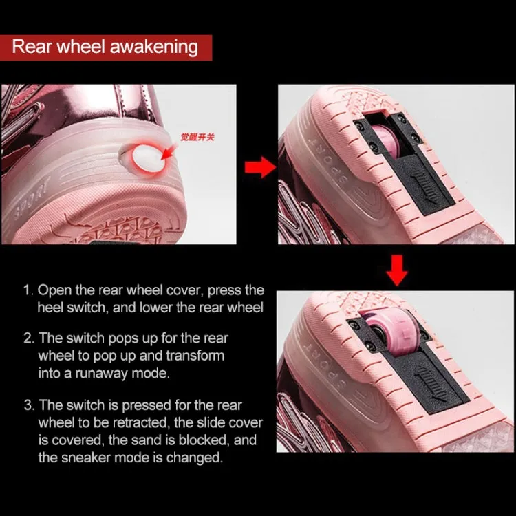 CD03 LED Double Wheel Wing Roller Skating Shoes, Size : 37(Silver)