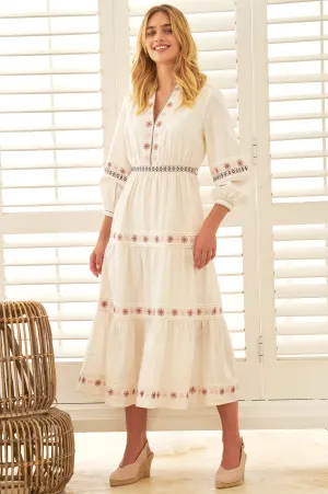 Cindy Embroidered Dress | Natural