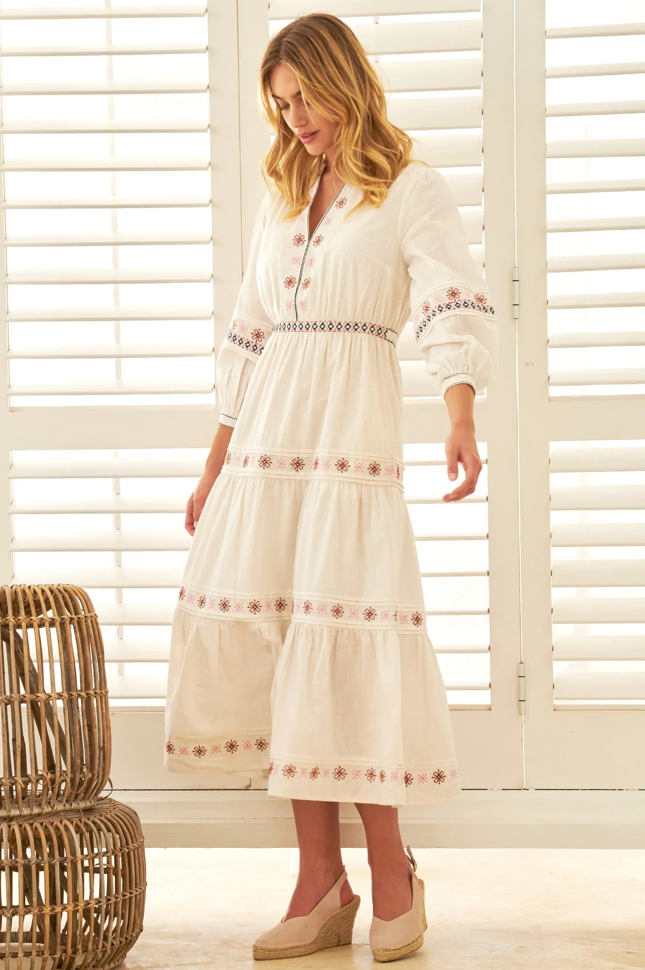 Cindy Embroidered Dress | Natural