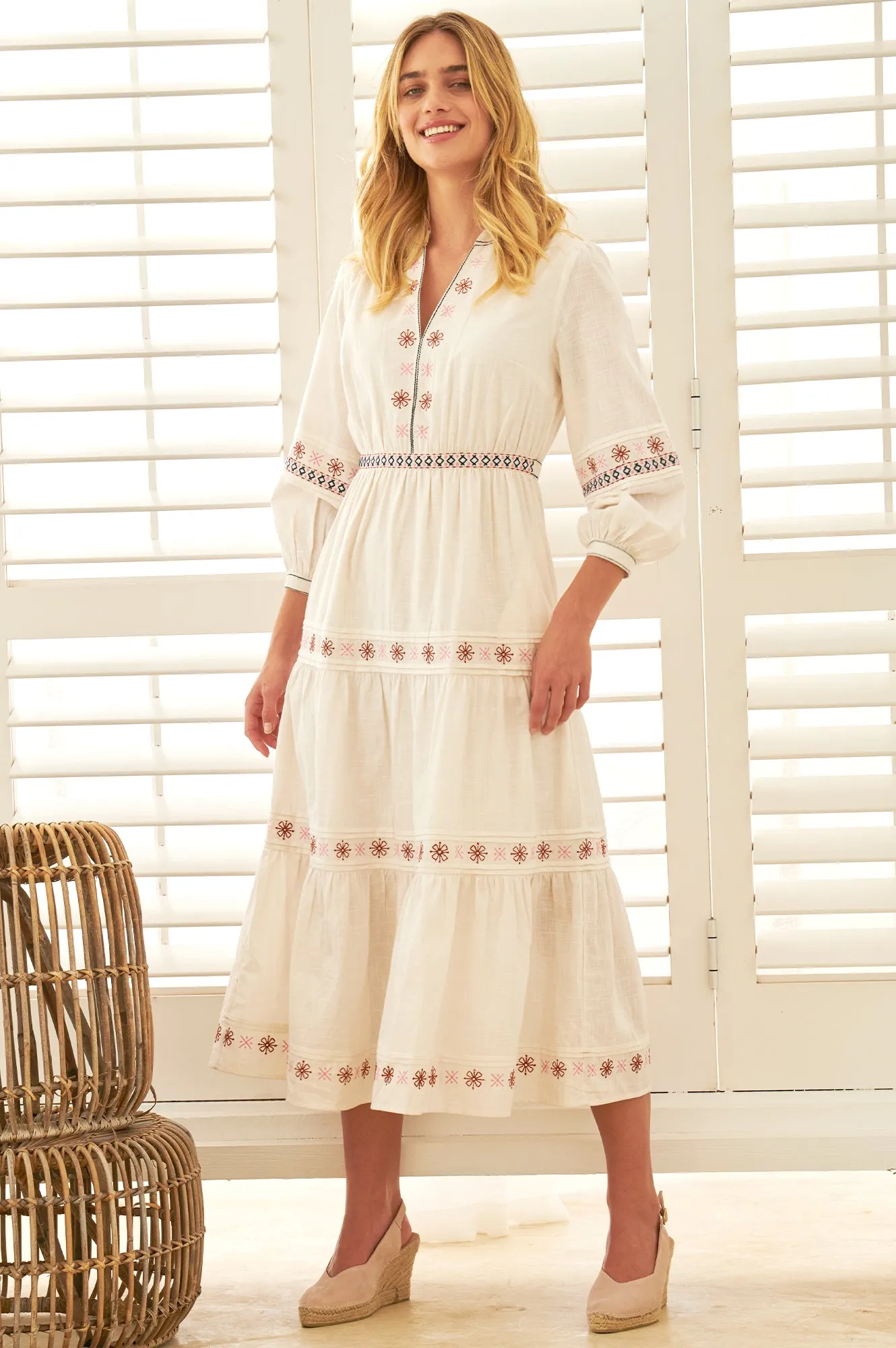 Cindy Embroidered Dress | Natural
