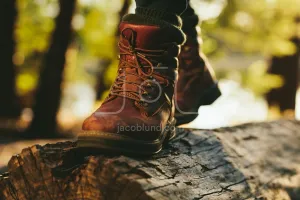 Close up of person walking on tree trunk