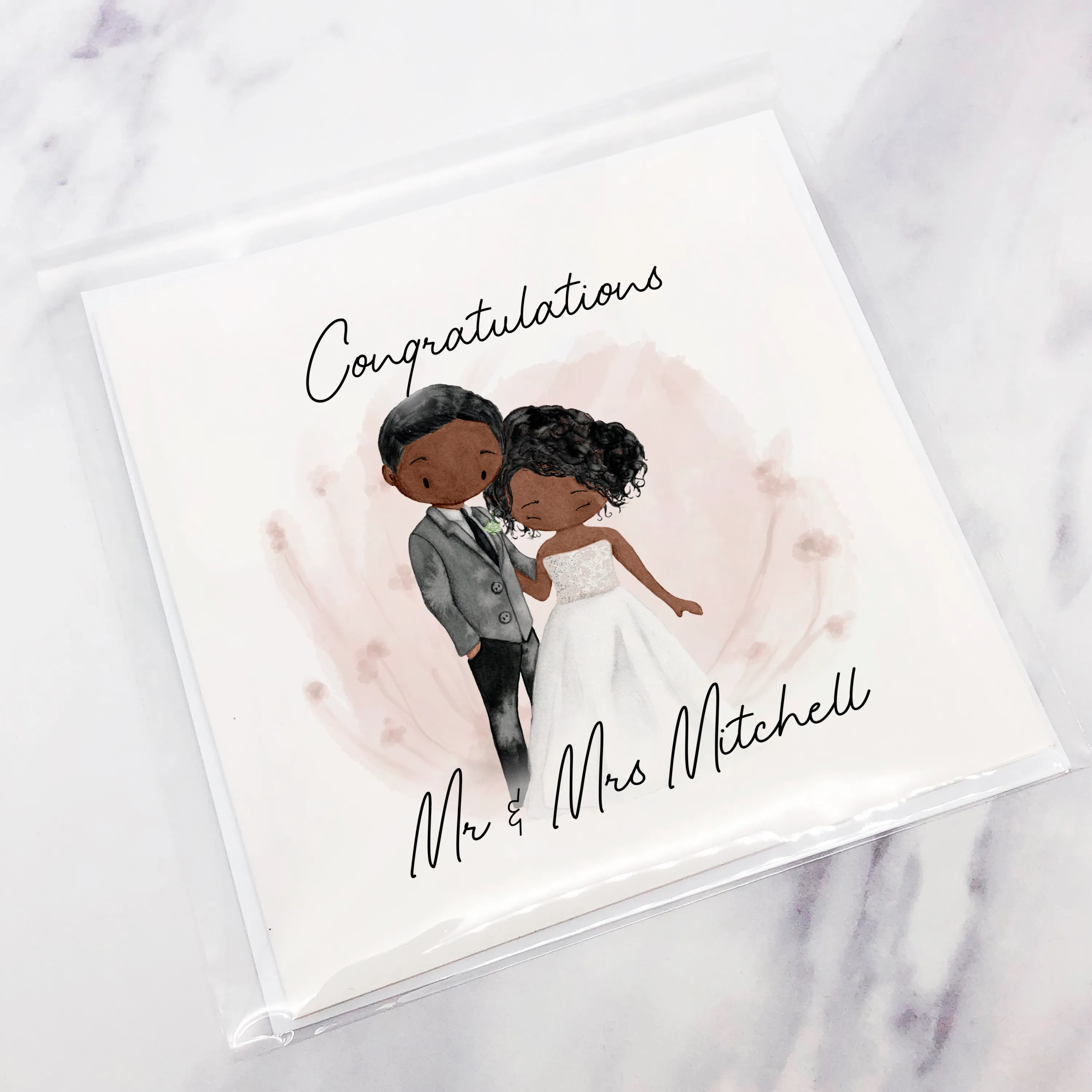 Congratulations Mr & Mrs Bride & Groom Wedding Day Card