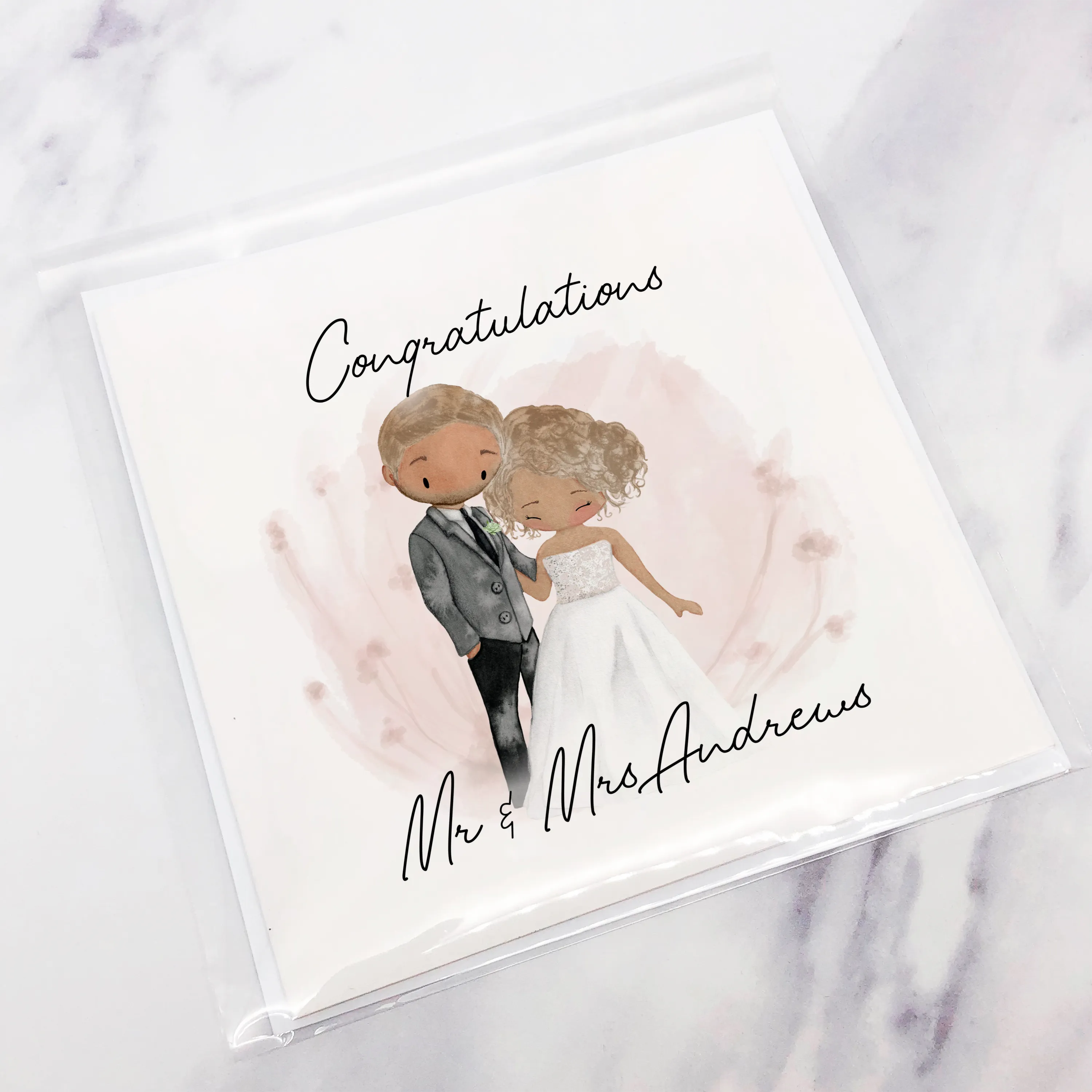 Congratulations Mr & Mrs Bride & Groom Wedding Day Card