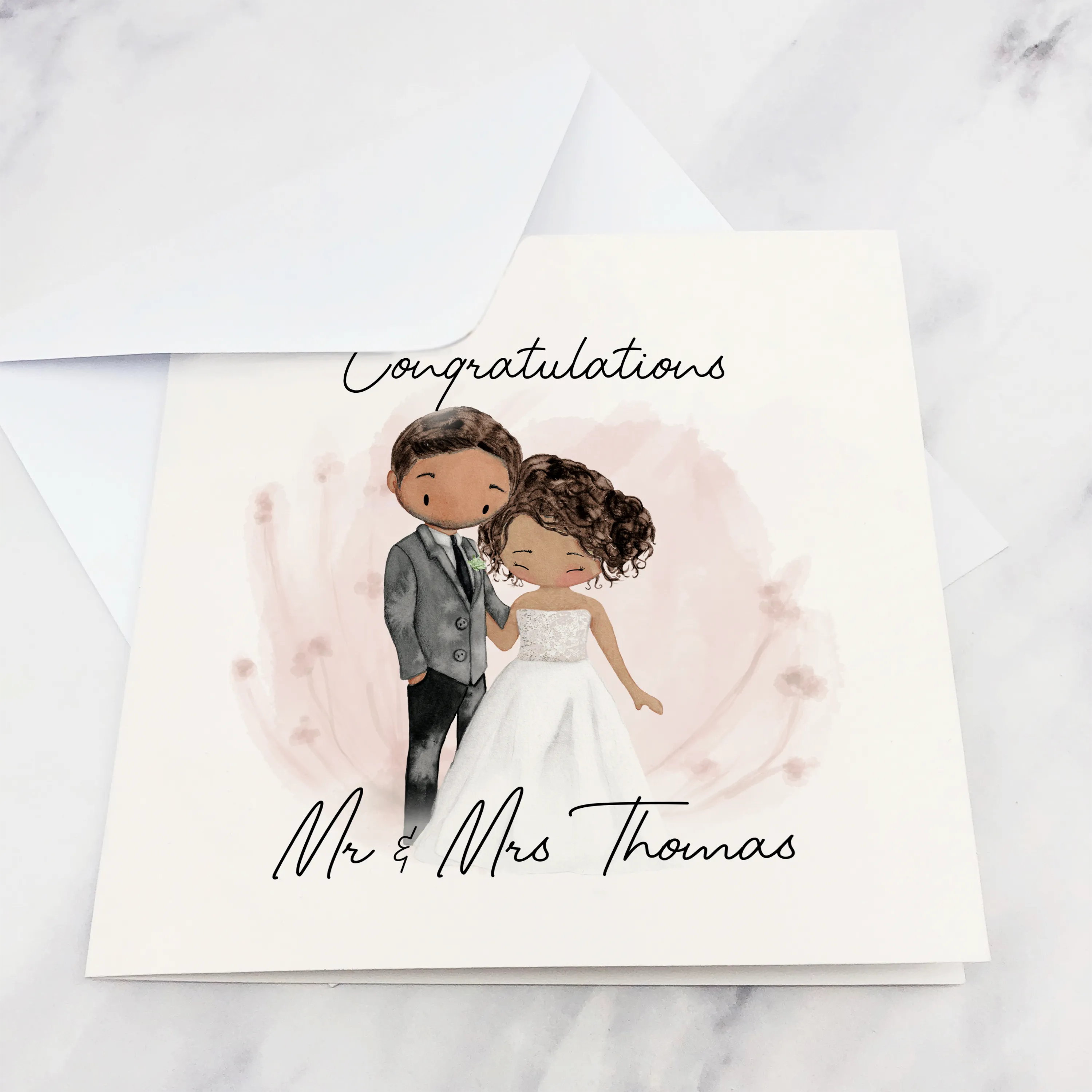 Congratulations Mr & Mrs Bride & Groom Wedding Day Card
