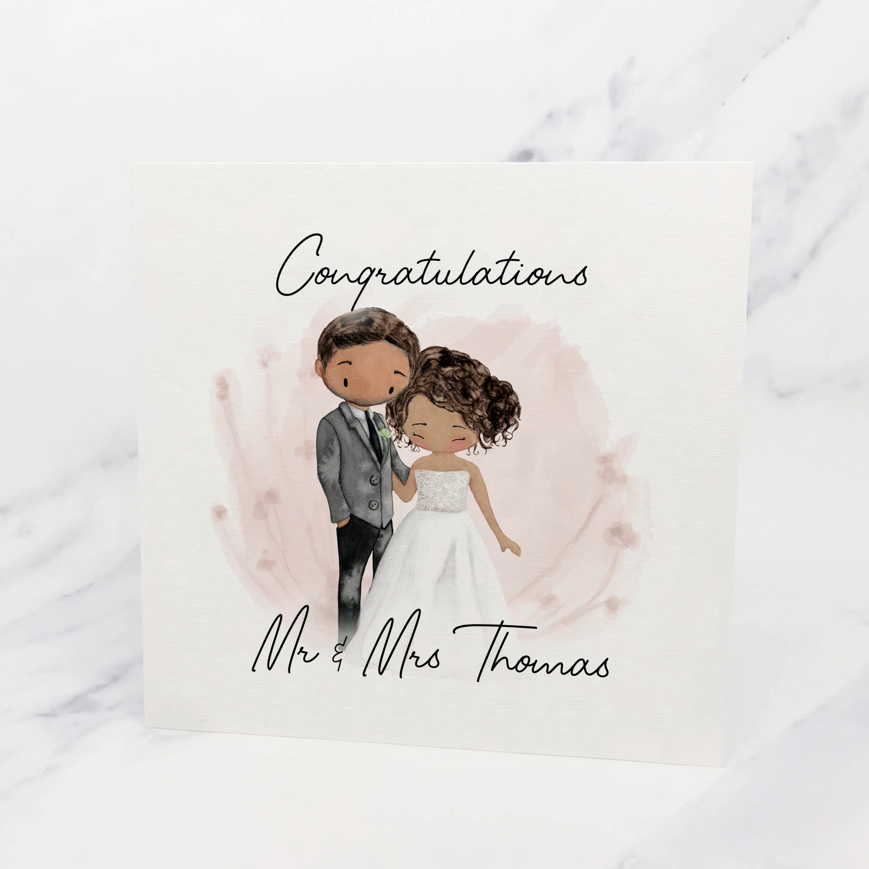 Congratulations Mr & Mrs Bride & Groom Wedding Day Card