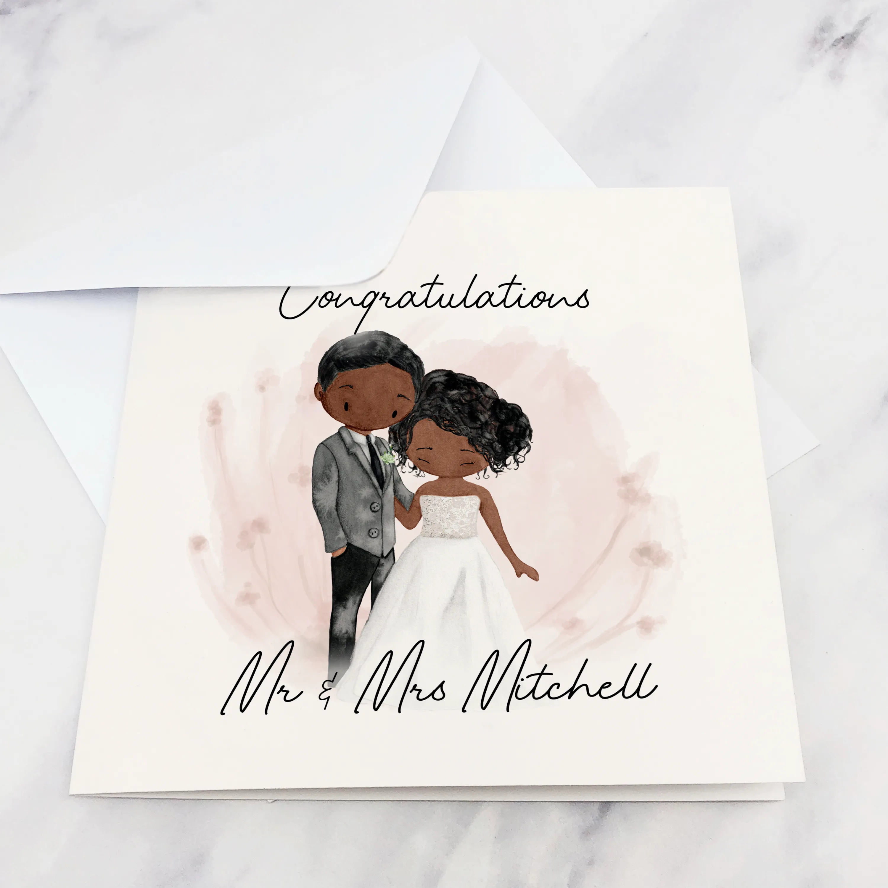Congratulations Mr & Mrs Bride & Groom Wedding Day Card