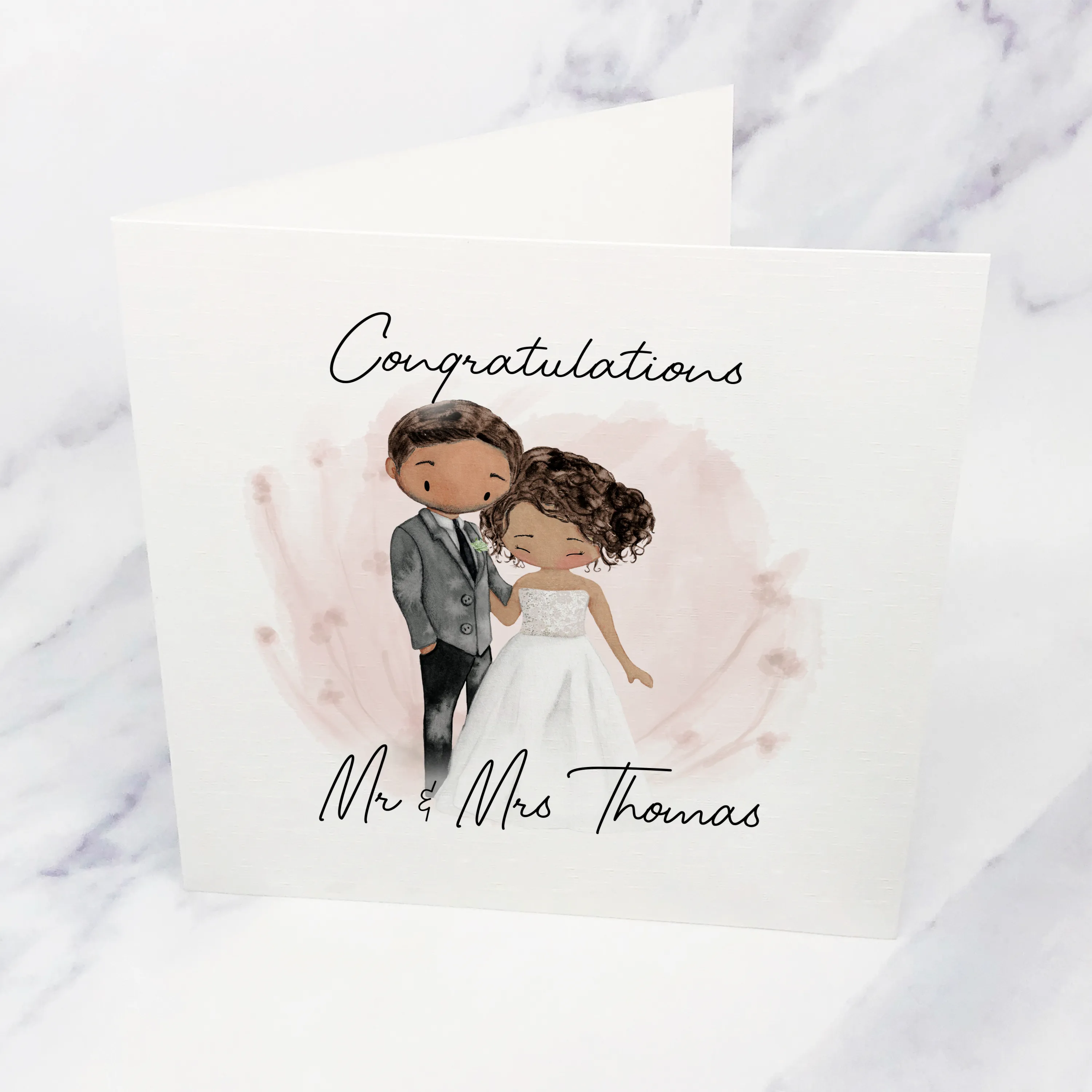 Congratulations Mr & Mrs Bride & Groom Wedding Day Card