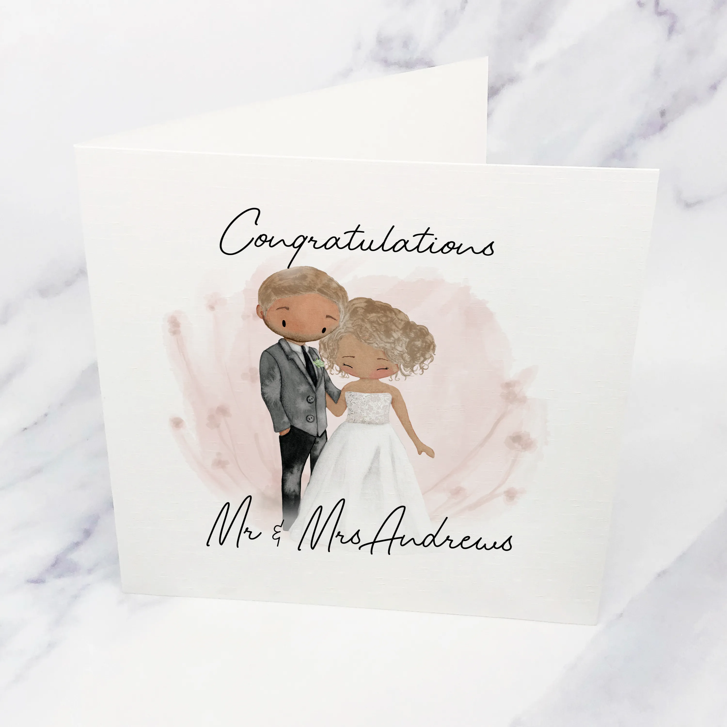 Congratulations Mr & Mrs Bride & Groom Wedding Day Card