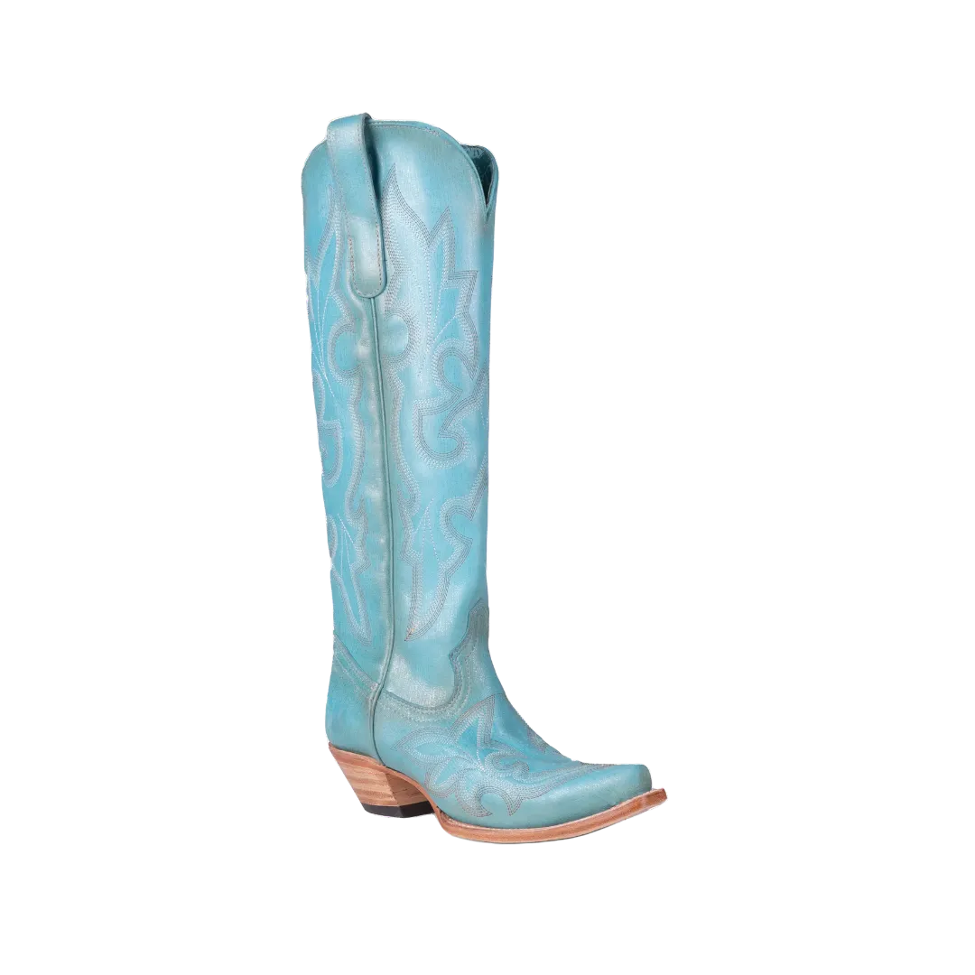Corral Women's Embroidered Tall Top Snip Toe Blue Boots