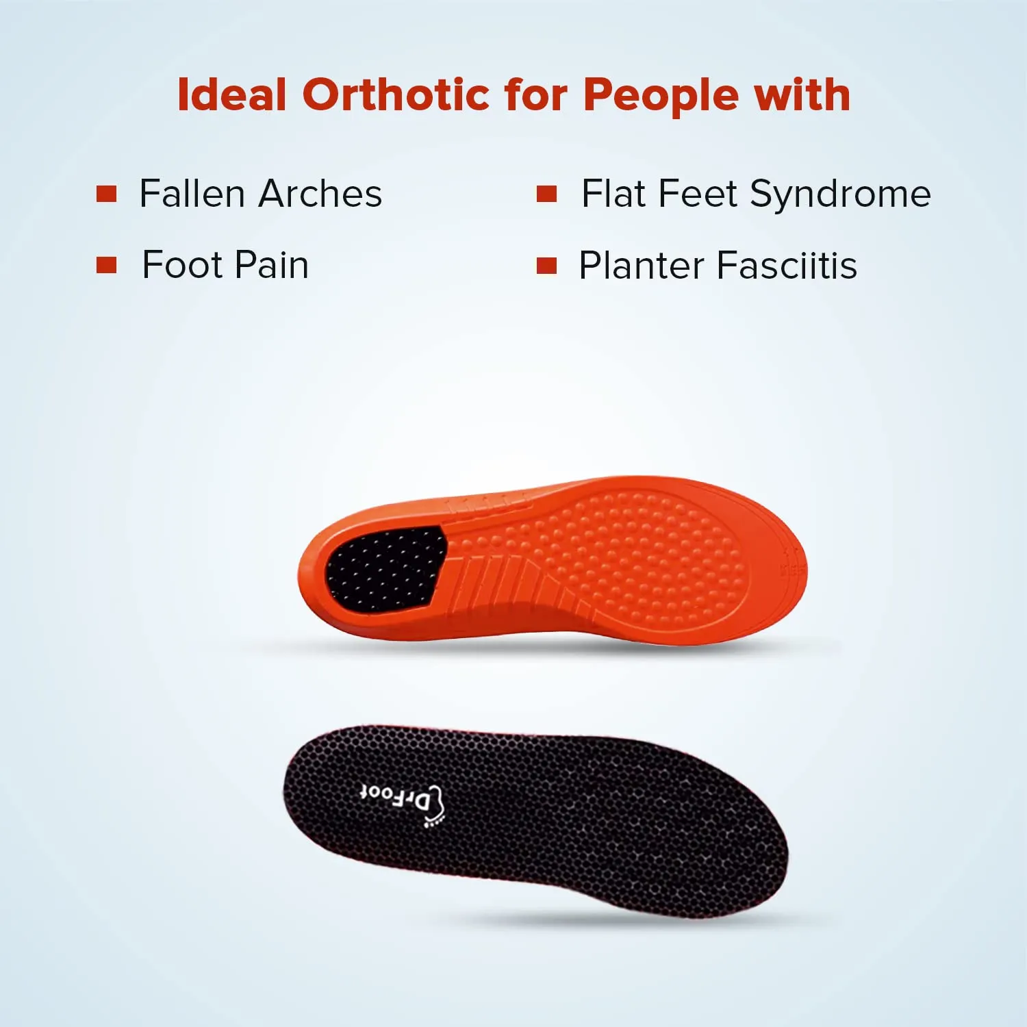 Dr Foot Arch Support Gel Insole Pair | For All-Day Comfort | Shoe Inserts for Flat Feet, High Arch, Foot Pain | Full-Length Orthotics | For Men & Women – 1 Pair (Small Size) (Pack of 2)