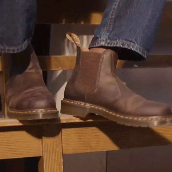 Dr Martens - 2976 YS Chelsea Boot Yellow  Stitching  Crazy Horse Brown
