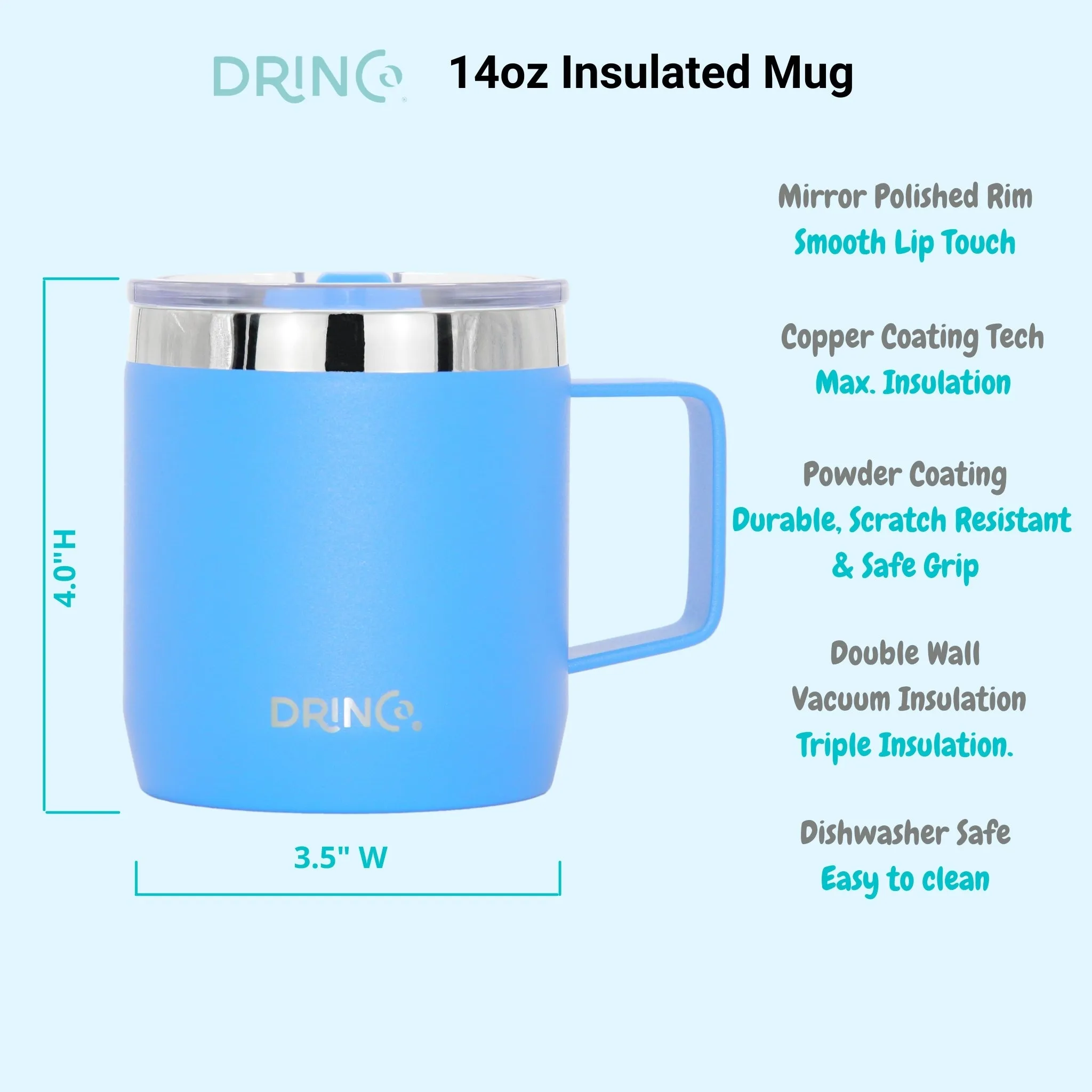 DRINCO® 14 oz Trekking Coffee Mug - Sky Blue