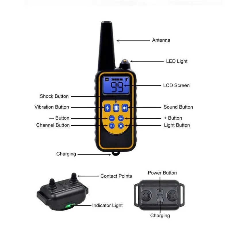 Electric Remote Dog Training Collar: Waterproof Shock Vibration Sound Trainer