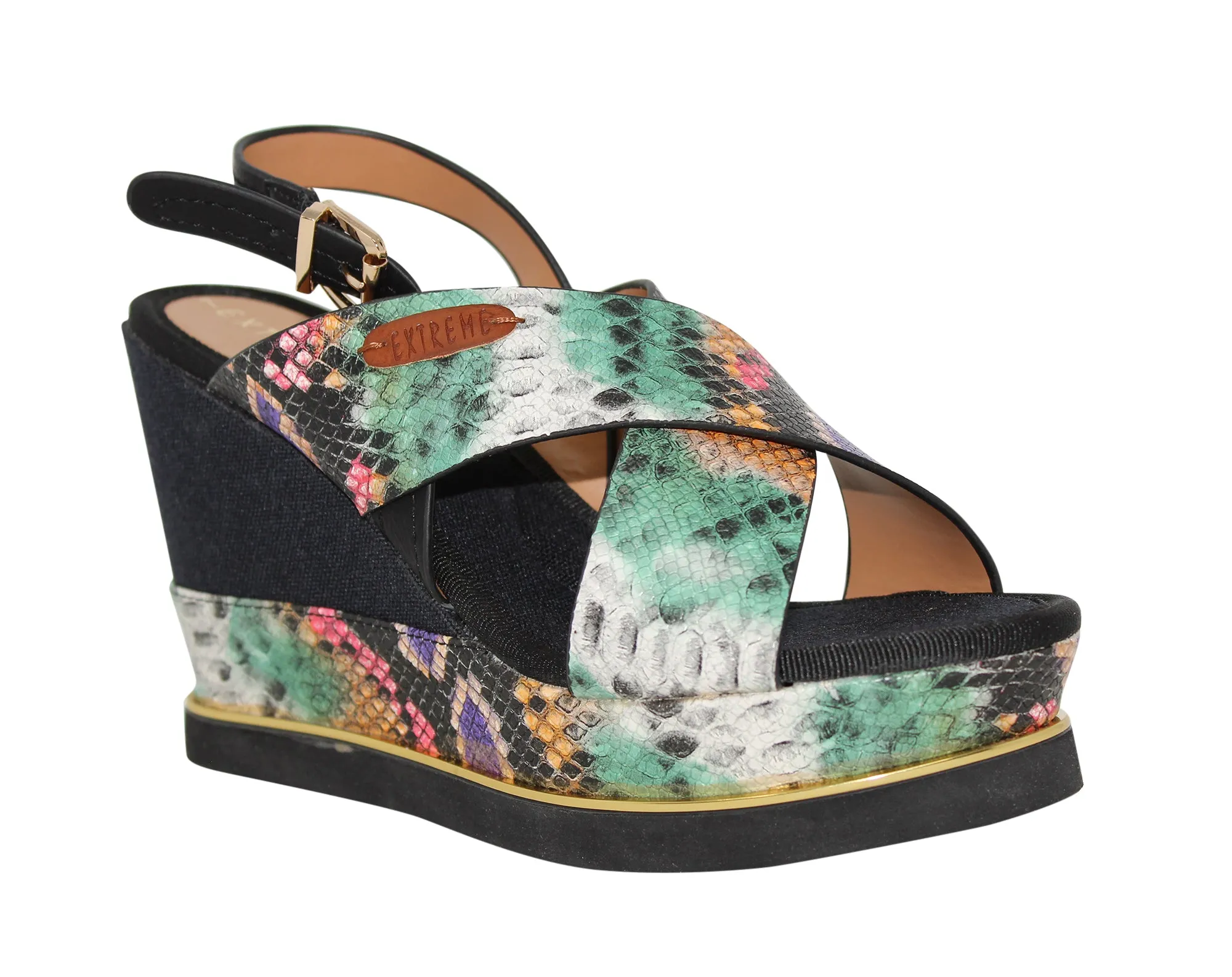 Extreme Shoes Women's Sara-1 Snakeskin Wedge Sandal