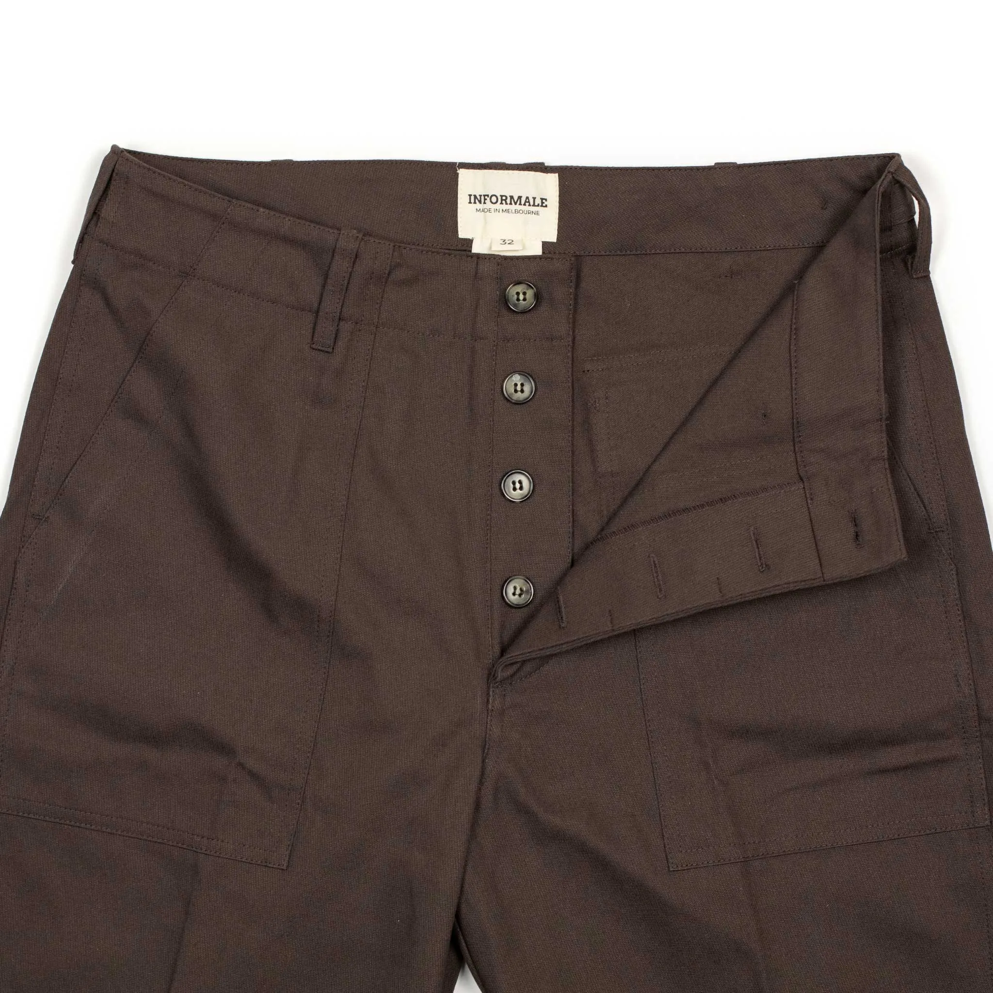 Fatigue pants in chocolate cotton cavalry twill (restock)