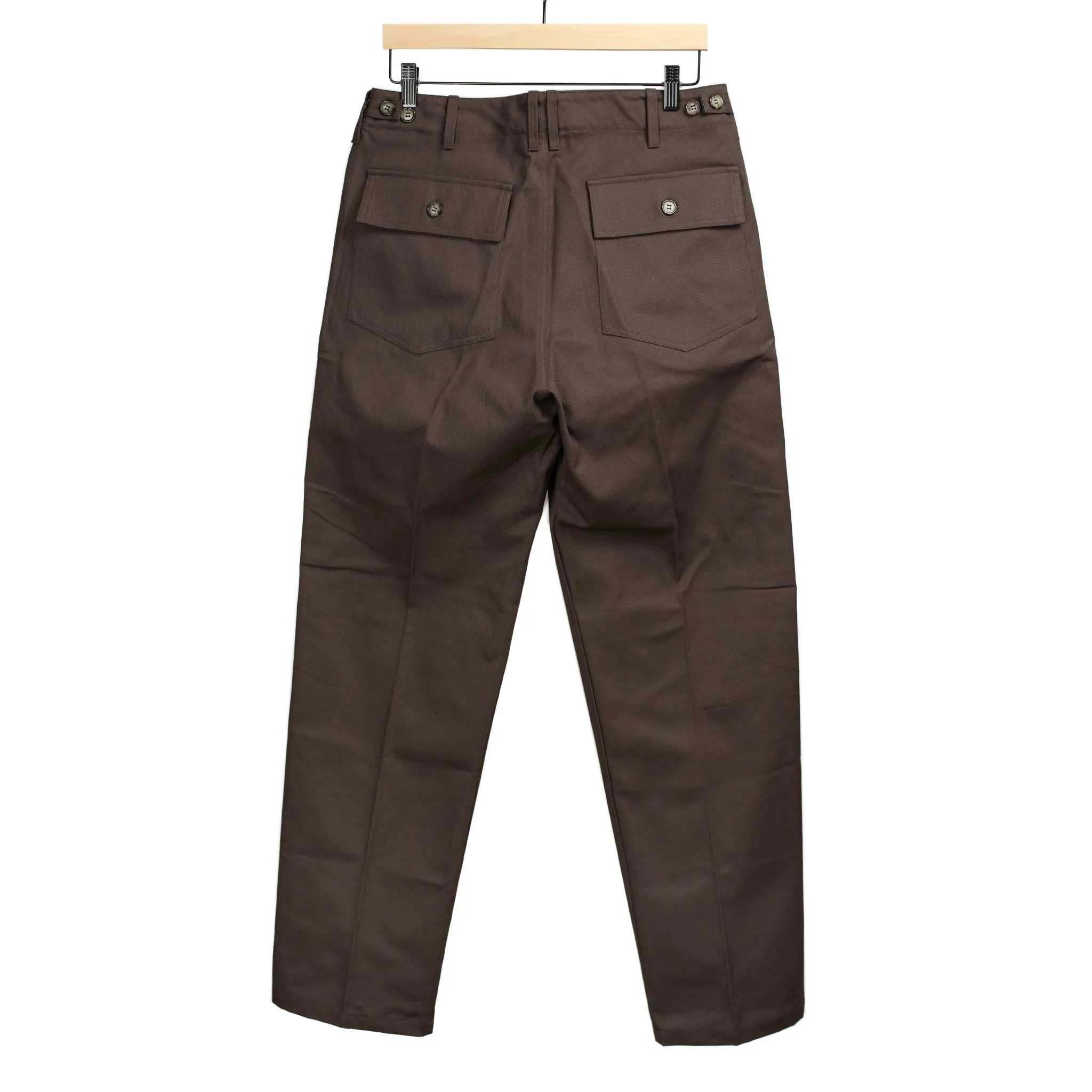 Fatigue pants in chocolate cotton cavalry twill (restock)