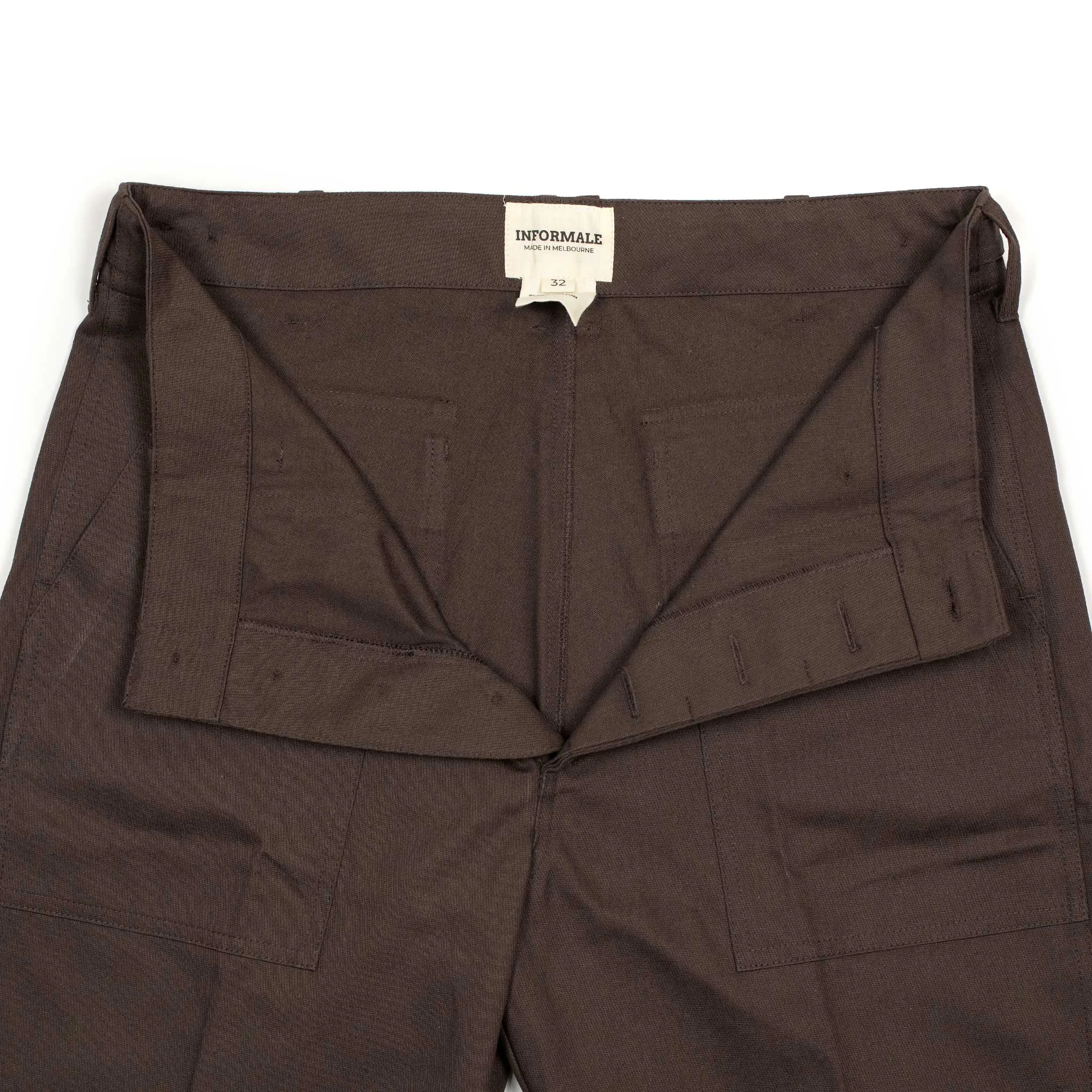 Fatigue pants in chocolate cotton cavalry twill (restock)