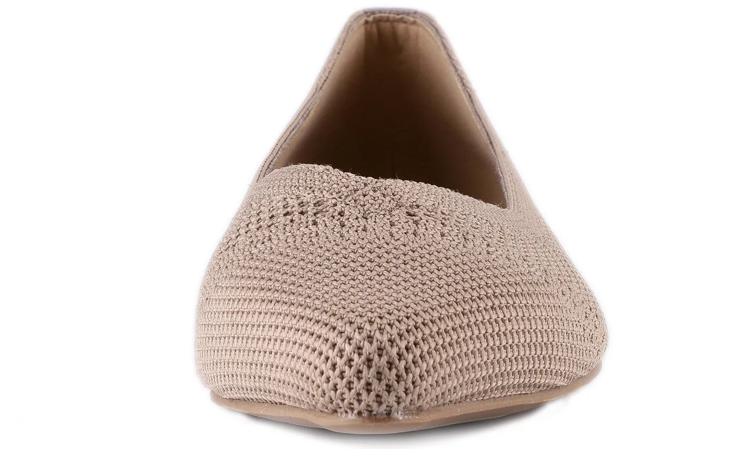 Feversole Women's Woven Fashion Breathable Knit Flat Shoes Pointed Khaki